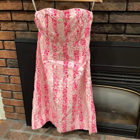 Lilly Pulitzer Dresses & Skirts - Pink and White strapless mini dress, SZ 2